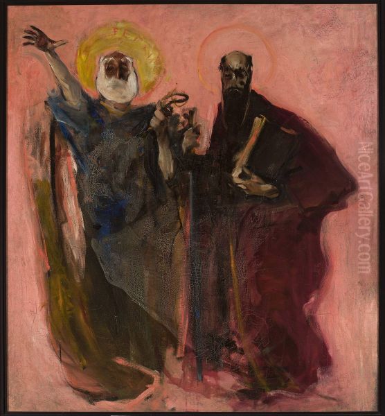 Apostles Peter and Paul, sketch Oil Painting by Konrad Krzyzanowski