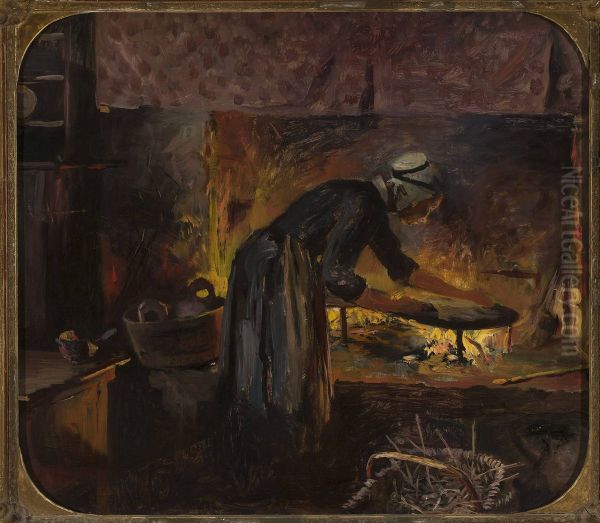 At the hearth Oil Painting by Cyprian Norwid