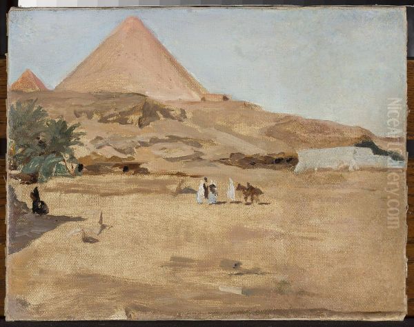 Desert and pyramid motif. From the journey to Egypt Oil Painting by Jan Ciaglinski