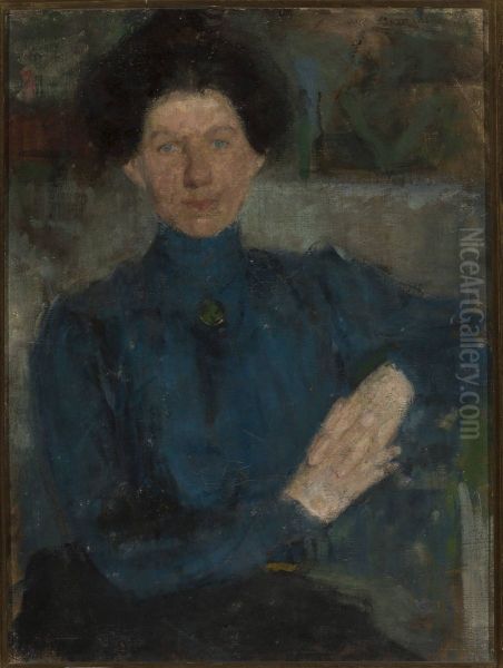 Portraif of Maria Kozniewska-Kalinowska (1875-1968), painter Oil Painting by Olga Boznanska