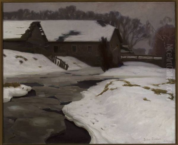 Winter Oil Painting by Teodor Ziomek