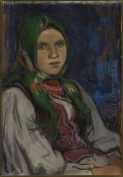 Peasant girl Oil Painting by Wladyslaw Slewinski