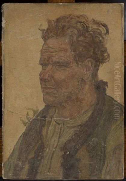 Man with unkempt hair Oil Painting by Jan Rembowski