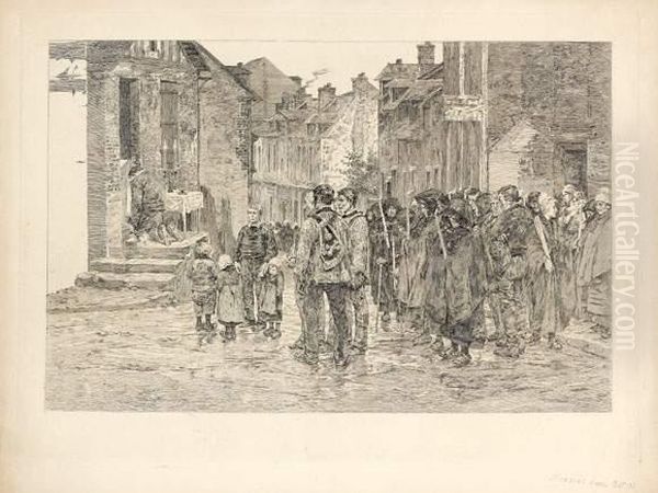 [procession Funebre En Normandie]. Vers 1880. Oil Painting by Ulysse Butin