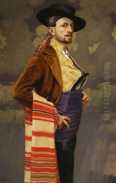 Self-portrait in a Spanish costume Oil Painting by Edward Okun