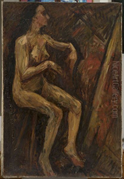 Akt kobiety siedzacej Oil Painting by Tadeusz Makowski