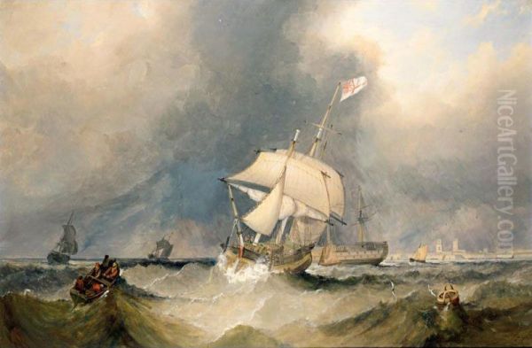 Sailing In Rough Water Oil Painting by G.W. Butland