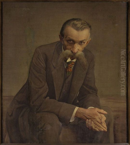 Portrait of the artist's father Oil Painting by Henryk Grombecki