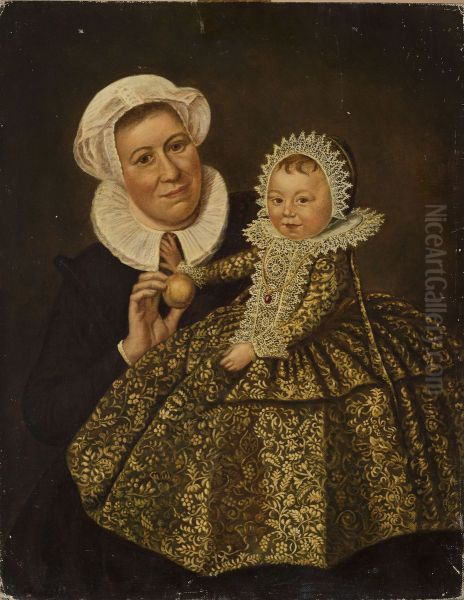 Portrait of Catherine Hooft and her nurse Oil Painting by Frans Hals