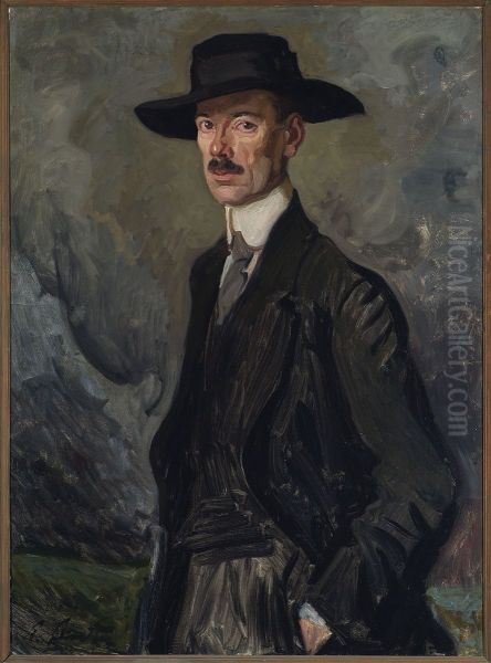 Portrait of Bronislaw Kowalewski, painter Oil Painting by Stanislaw Lentz