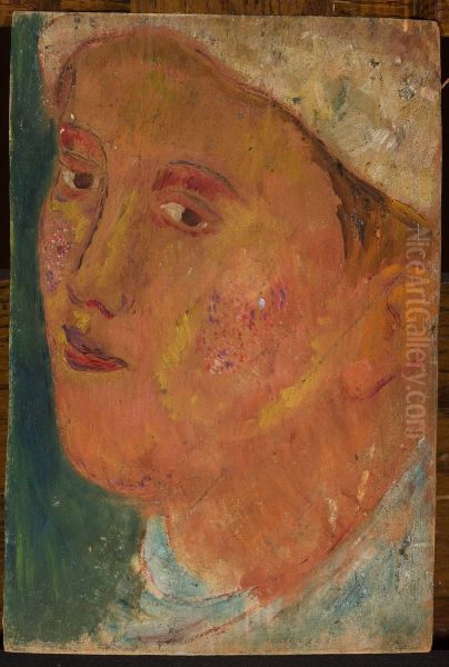 Head of a girl in a hat Oil Painting by Tadeusz Makowski