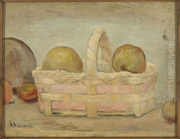 Apples in a basket Oil Painting by Tadeusz Makowski