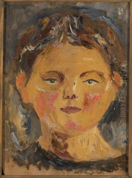 Little girl's head Oil Painting by Tadeusz Makowski