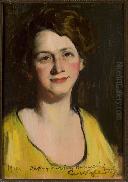 Portrait of Wladyslawa Bucewinska Oil Painting by Konrad Krzyzanowski