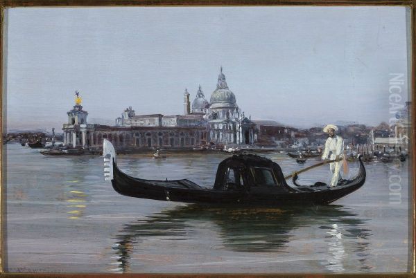 View of Venice. Santa Maria della Salute Oil Painting by Stanislaw Maslowski