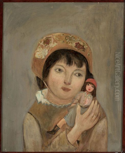 Little girl with a doll Oil Painting by Tadeusz Makowski