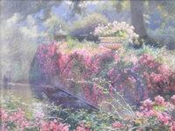 Dorothy Perkins Roses At Kew Oil Painting by Charles Ernest Butler