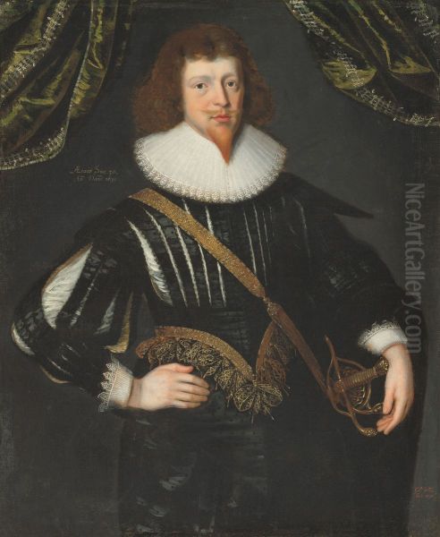 Portrait of a gentleman, traditionally identified as Sir Frederick Villiers Oil Painting by Gilbert Jackson