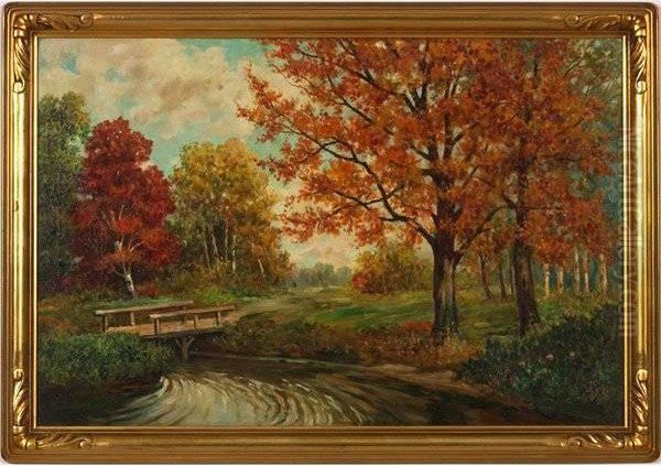 Landscape With Stream Oil Painting by Courtland L. Butler