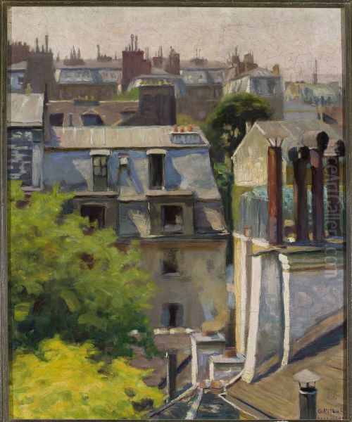 Roofs of Paris Oil Painting by Gustaw Pillati