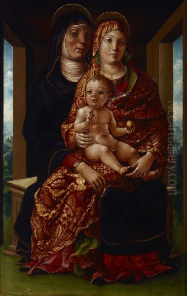 Madonna and Child with Saint Anne Oil Painting by Liberale Da Verona