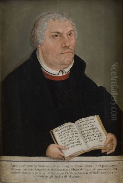 Portrait of Martin Luther (1483-1586) Oil Painting by Lucas Cranach the Elder