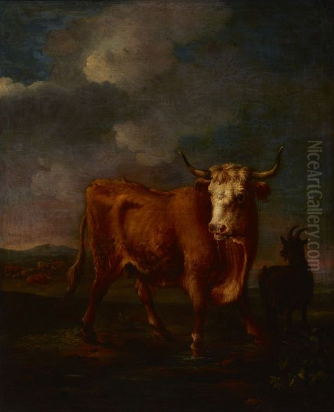 Landscape with a Bull Oil Painting by unknown