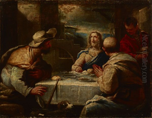 Christ in Emmaus Oil Painting by Luca Giordano