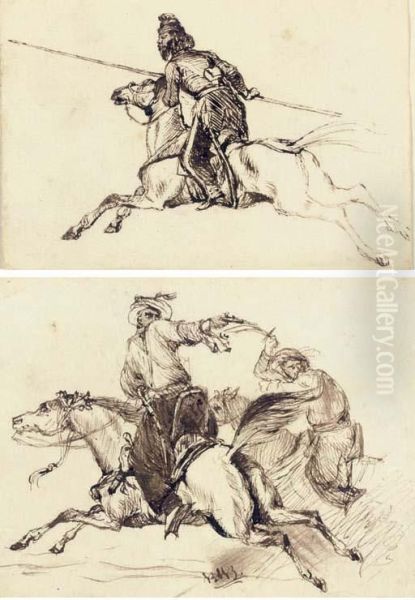 Studies Of Arab Horsemen Oil Painting by Elizabeth Thompson