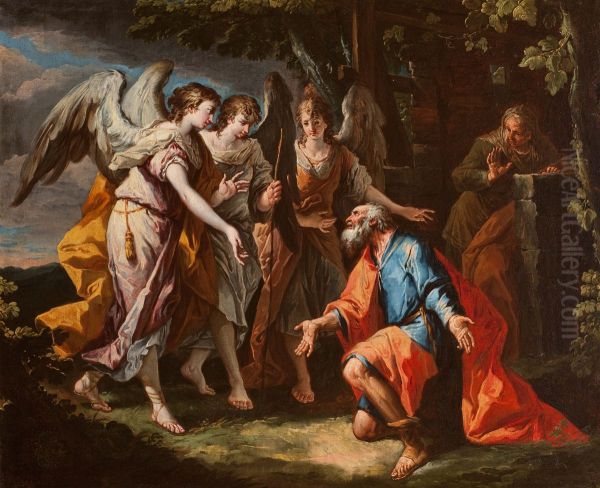 Abraham and the Angels Oil Painting by Gaspare Diziani