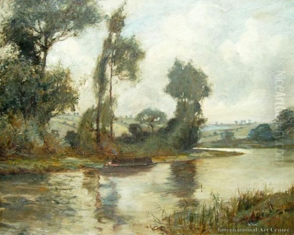 On Aylesbury Canal Oil Painting by George Edmund Butler