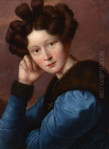 Portrait of Aleftyna Goscimska nee Jerasiewicz Oil Painting by Jozef Oleszkiewicz