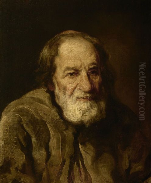 Study of an Old Peasant Oil Painting by Piotr Michalowski