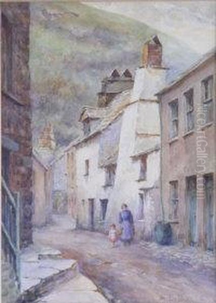 Polperro Oil Painting by Herbert E. Butler