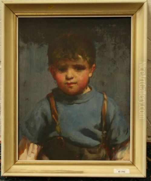 Portrait Of A Young Fisher Boy Oil Painting by Herbert E. Butler