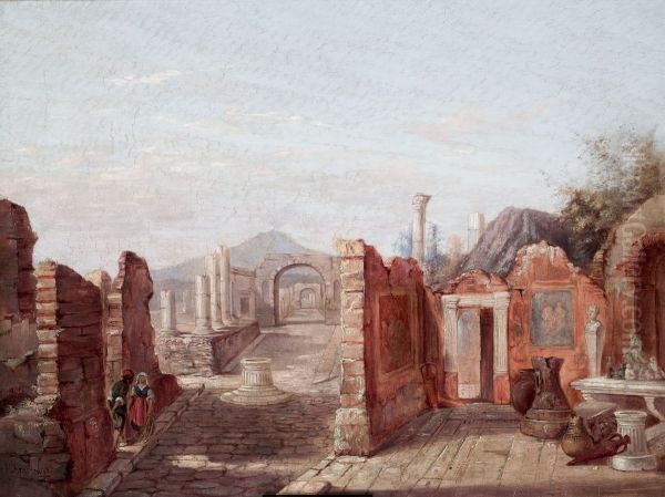 Ruins of Pompeii Oil Painting by Jozef Ignacy Kraszewski