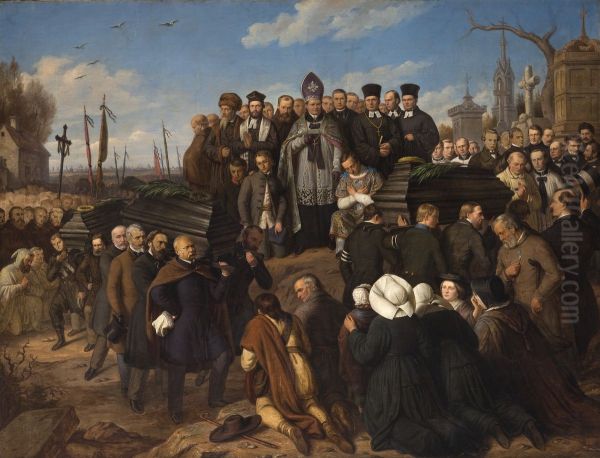 Funeral of the Five Victims Oil Painting by Aleksander Lesser