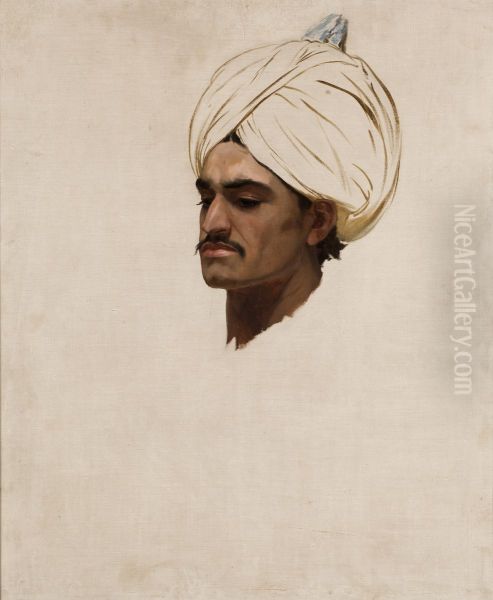 Study of an Arab's Head Oil Painting by Stanislaw Chlebowski