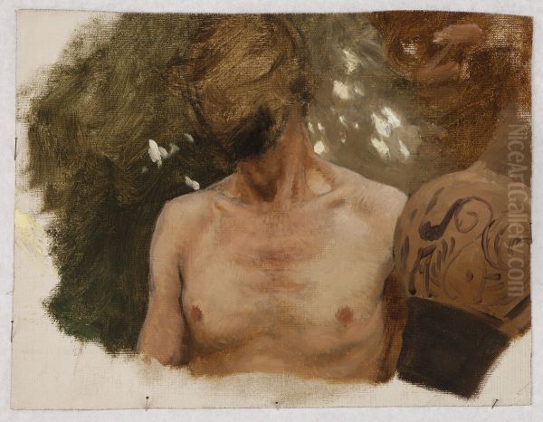 Study of the Bust of a Naked Youth with a Vase - Sketch to the Painting 