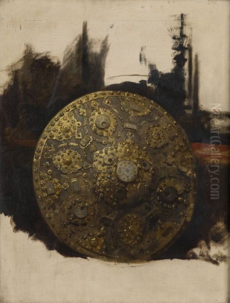 Study of an Oriental Shield Oil Painting by Stanislaw Chlebowski