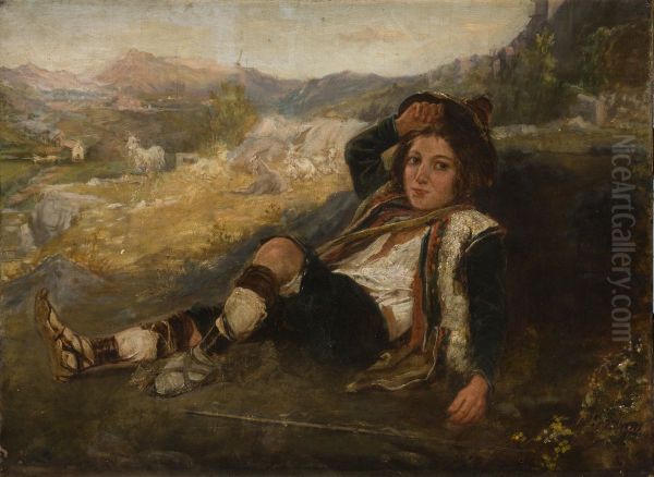 Roman Shepherd-Boy Oil Painting by Aleksander Stankiewicz