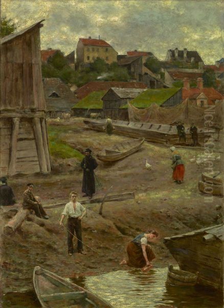 Powisle (Weichselufer in Warschau) Oil Painting by Aleksander Gierymski