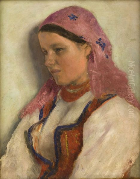 Girl from Bronowice Oil Painting by Aleksander Gierymski