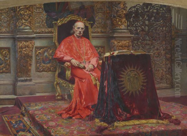 Portrait of Cardinal Sembratowicz Oil Painting by Aleksander Augustynowicz