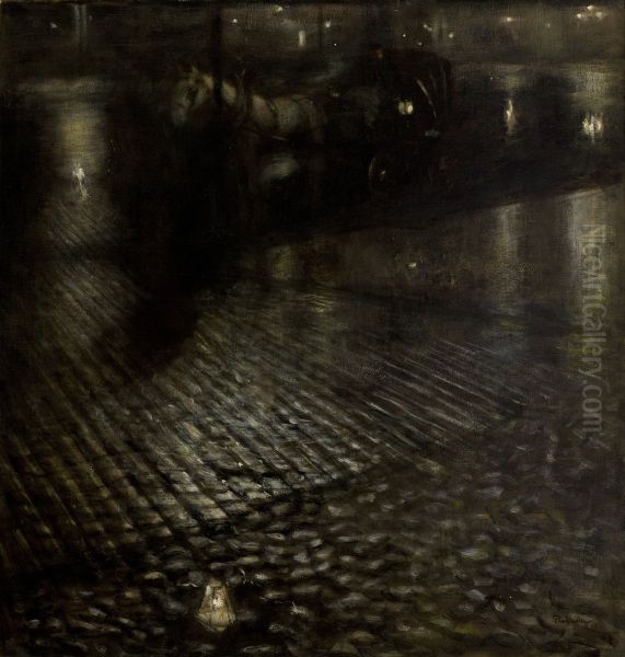 Cab in the Rain Oil Painting by Jozef Pankiewicz