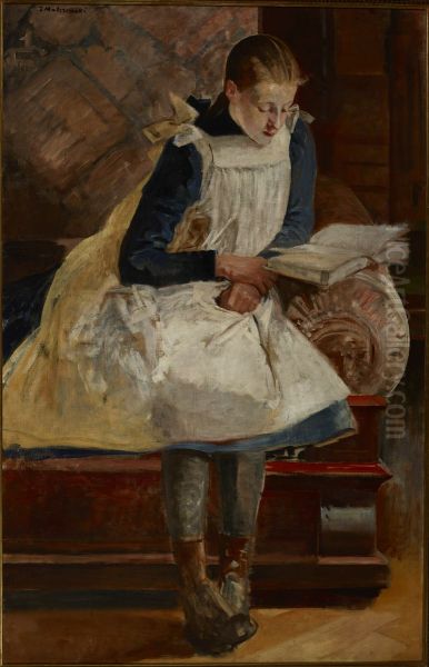 Portrait of Artist's Daughter Julia Oil Painting by Jacek Malczewski