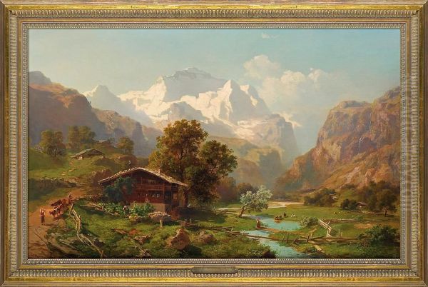 Dolina Lauterbrunner Z Widokiem Na Jungfrau Oil Painting by Joseph Niklaus Butler