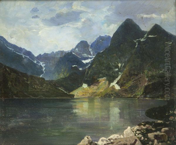 The Morskie Oko Lake Oil Painting by Antoni Gramatyka