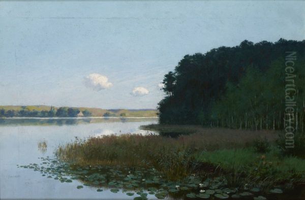 Lake with Water-Lilies Oil Painting by Stanislaw Witkiewicz