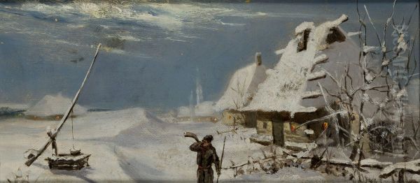 Winter Landscape Oil Painting by Teodor Talowski